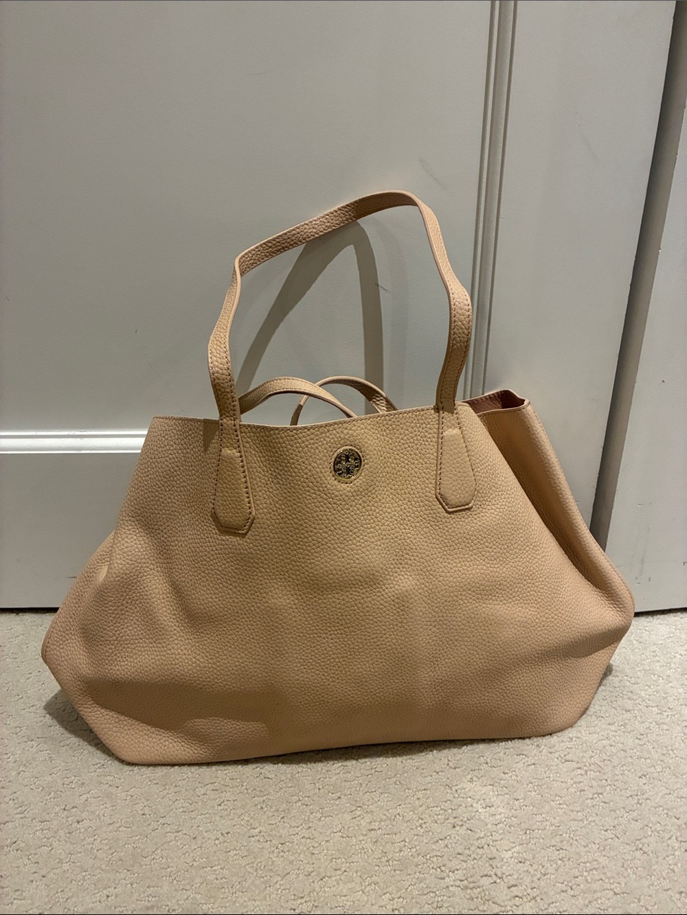 Tory Burch Pale Pink Pebbled Leather 2-Way Open Tote Bag 👝